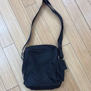 Prada Black Messenger Bag with Adjustable Strap and Minimalist Design AUTHENTIC